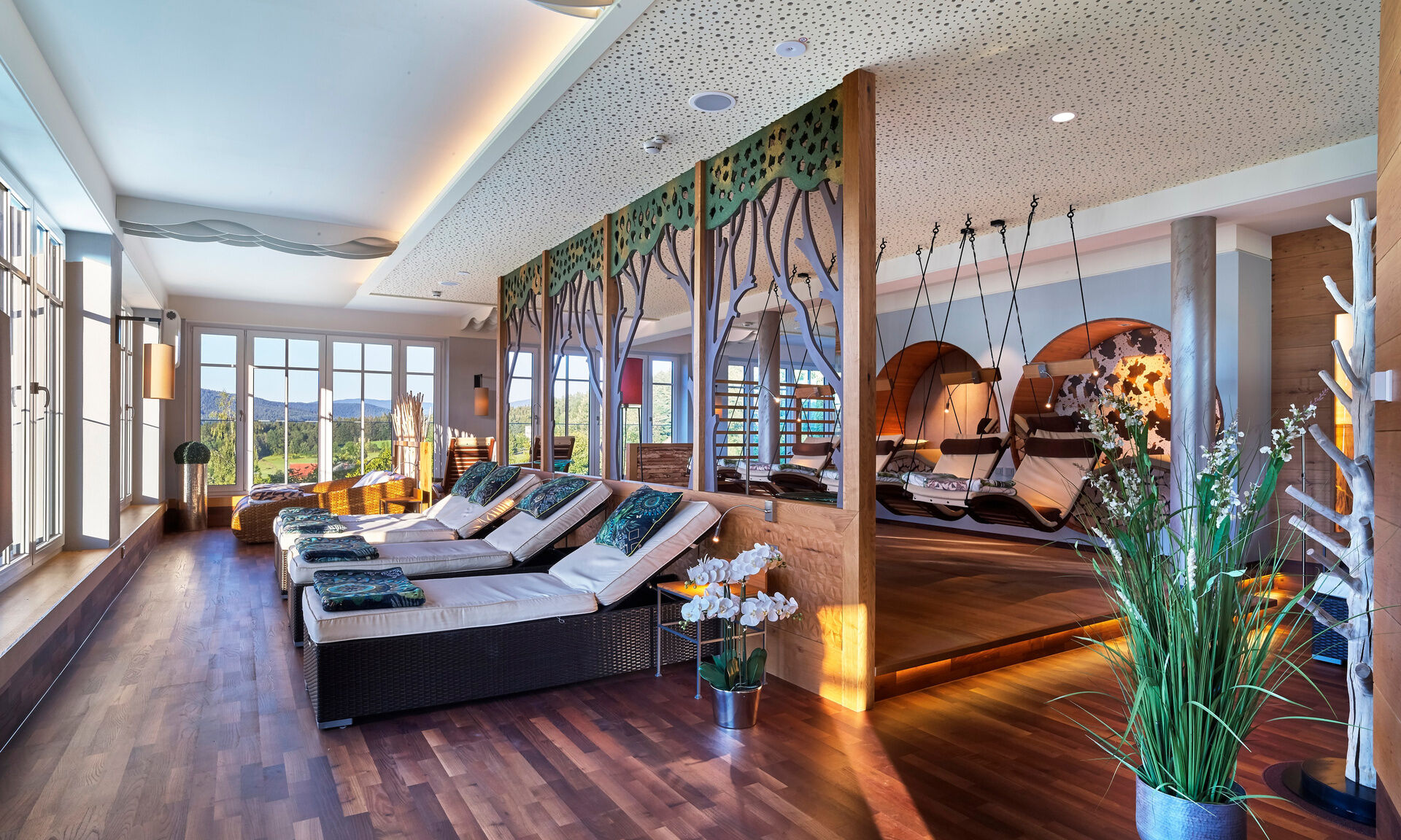 Ruheraum am Dachdeck des Wellnesshotels im Bayerischen Wald